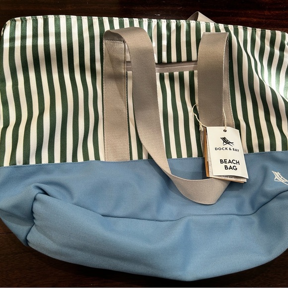 Striped Green and Blue Beach Bag - Picture 2 of 6